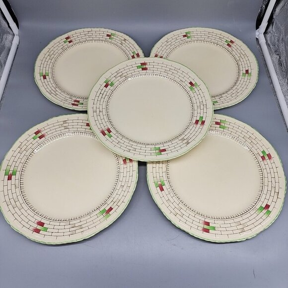 Vintage X5 Alfred Meakin Van Dyck Ware Darleydale Pattern Dinner Plates 10.25 in - Picture 1 of 5